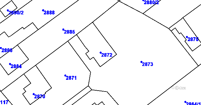 Parcela st. 2872 v KÚ Černošice, Katastrální mapa