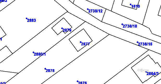 Parcela st. 2877 v KÚ Černošice, Katastrální mapa