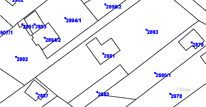 Parcela st. 2881 v KÚ Černošice, Katastrální mapa
