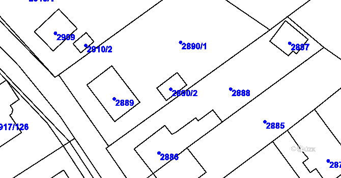 Parcela st. 2890/2 v KÚ Černošice, Katastrální mapa