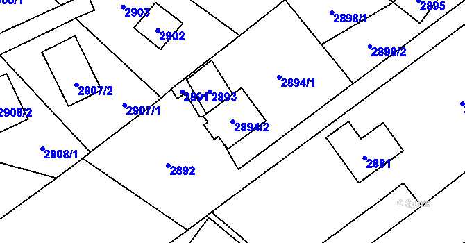 Parcela st. 2894/2 v KÚ Černošice, Katastrální mapa