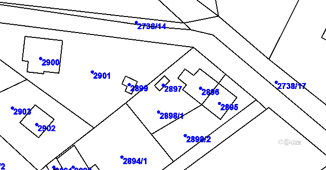 Parcela st. 2897 v KÚ Černošice, Katastrální mapa