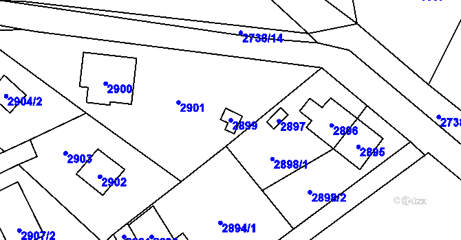 Parcela st. 2899 v KÚ Černošice, Katastrální mapa