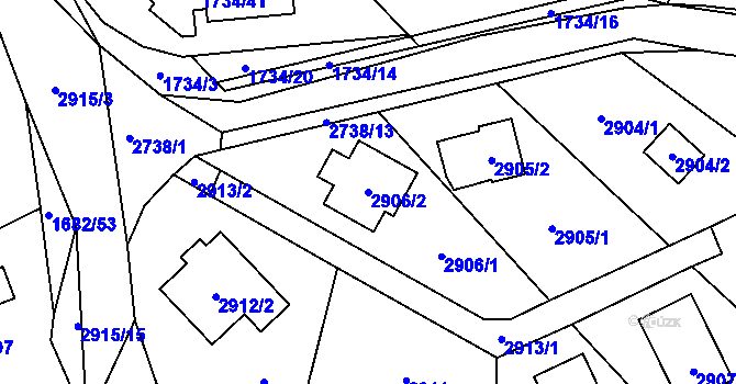Parcela st. 2906/2 v KÚ Černošice, Katastrální mapa