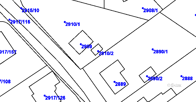 Parcela st. 2910/2 v KÚ Černošice, Katastrální mapa