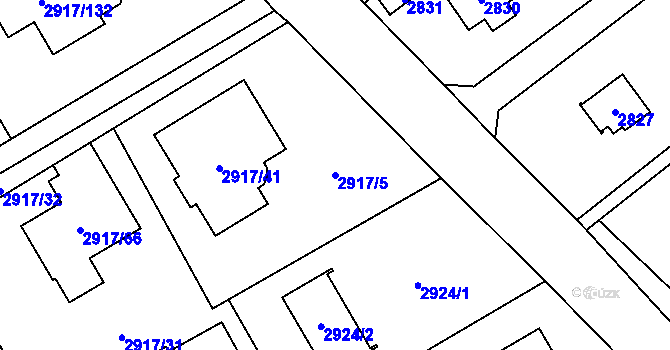 Parcela st. 2917/5 v KÚ Černošice, Katastrální mapa