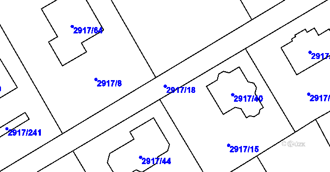 Parcela st. 2917/18 v KÚ Černošice, Katastrální mapa