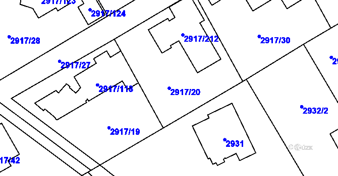 Parcela st. 2917/20 v KÚ Černošice, Katastrální mapa