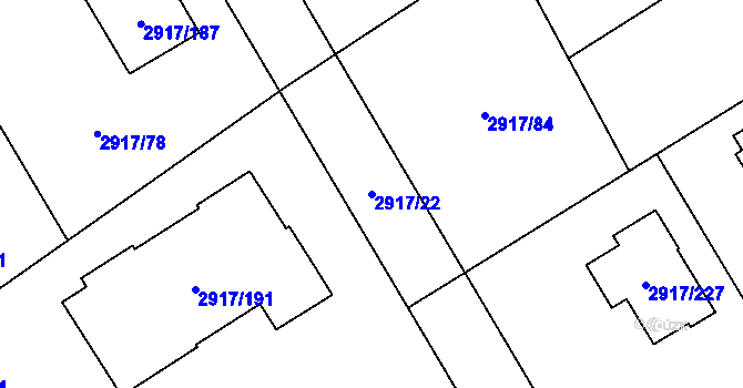 Parcela st. 2917/22 v KÚ Černošice, Katastrální mapa