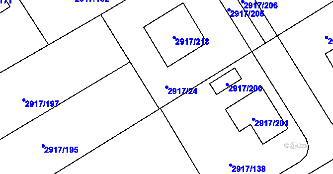Parcela st. 2917/24 v KÚ Černošice, Katastrální mapa