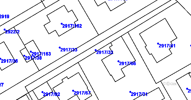 Parcela st. 2917/32 v KÚ Černošice, Katastrální mapa