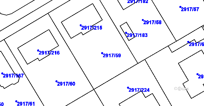 Parcela st. 2917/59 v KÚ Černošice, Katastrální mapa