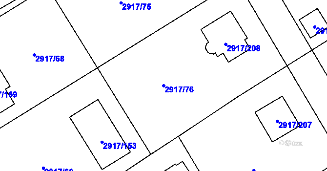 Parcela st. 2917/76 v KÚ Černošice, Katastrální mapa