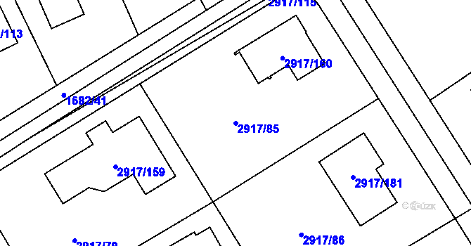 Parcela st. 2917/85 v KÚ Černošice, Katastrální mapa