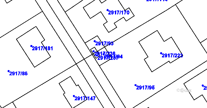 Parcela st. 2917/94 v KÚ Černošice, Katastrální mapa