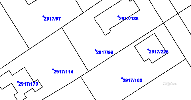 Parcela st. 2917/99 v KÚ Černošice, Katastrální mapa