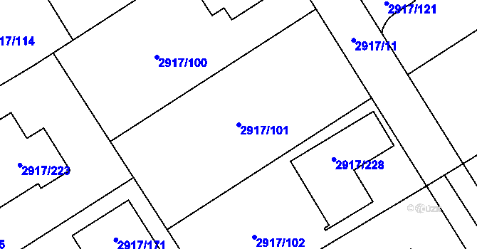 Parcela st. 2917/101 v KÚ Černošice, Katastrální mapa