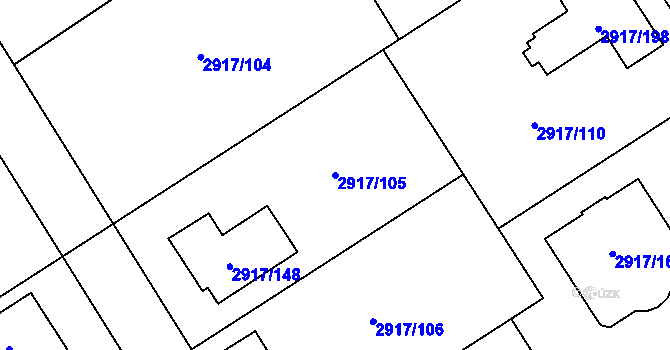 Parcela st. 2917/105 v KÚ Černošice, Katastrální mapa