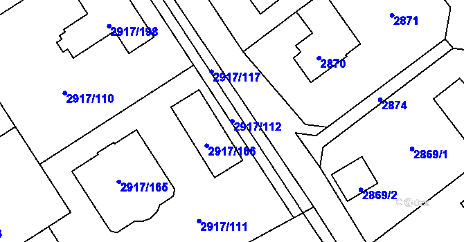 Parcela st. 2917/112 v KÚ Černošice, Katastrální mapa