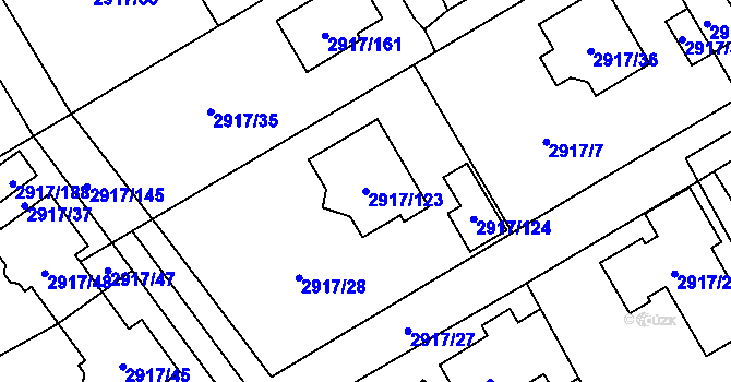 Parcela st. 2917/123 v KÚ Černošice, Katastrální mapa