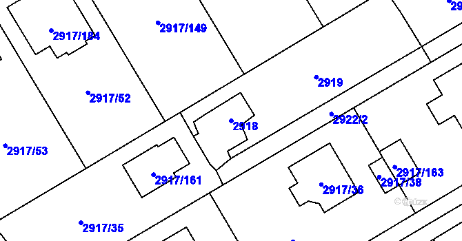 Parcela st. 2918 v KÚ Černošice, Katastrální mapa