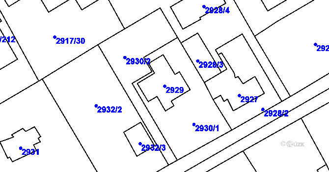 Parcela st. 2929 v KÚ Černošice, Katastrální mapa