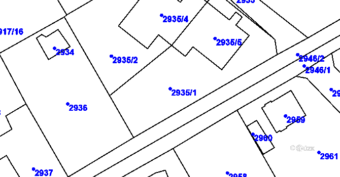 Parcela st. 2935/1 v KÚ Černošice, Katastrální mapa