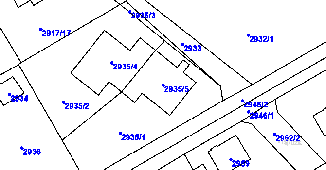 Parcela st. 2935/5 v KÚ Černošice, Katastrální mapa