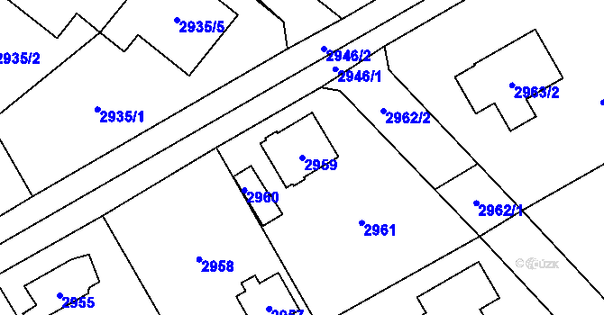 Parcela st. 2959 v KÚ Černošice, Katastrální mapa