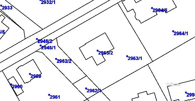 Parcela st. 2963/2 v KÚ Černošice, Katastrální mapa