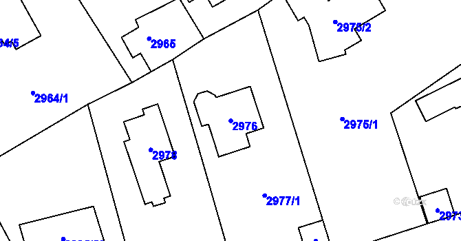 Parcela st. 2976 v KÚ Černošice, Katastrální mapa