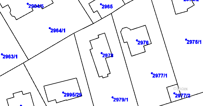 Parcela st. 2978 v KÚ Černošice, Katastrální mapa