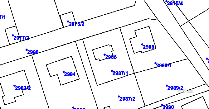 Parcela st. 2986 v KÚ Černošice, Katastrální mapa