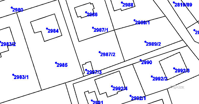 Parcela st. 2987/2 v KÚ Černošice, Katastrální mapa