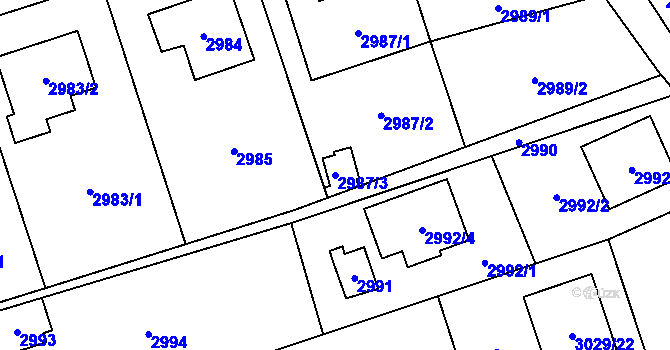 Parcela st. 2987/3 v KÚ Černošice, Katastrální mapa