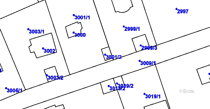 Parcela st. 3001/2 v KÚ Černošice, Katastrální mapa