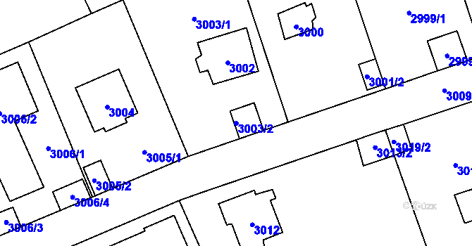 Parcela st. 3003/2 v KÚ Černošice, Katastrální mapa