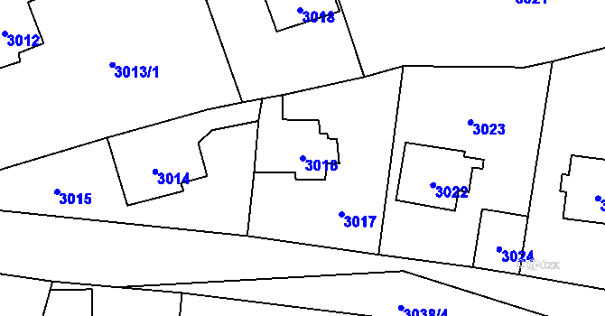 Parcela st. 3016 v KÚ Černošice, Katastrální mapa