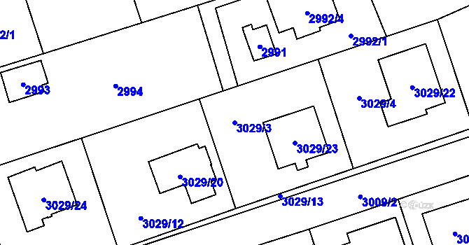 Parcela st. 3029/3 v KÚ Černošice, Katastrální mapa