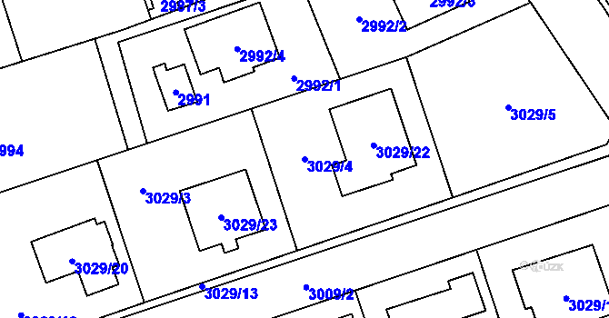 Parcela st. 3029/4 v KÚ Černošice, Katastrální mapa