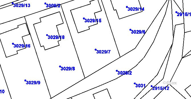 Parcela st. 3029/7 v KÚ Černošice, Katastrální mapa