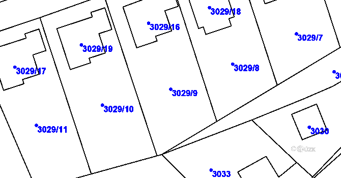 Parcela st. 3029/9 v KÚ Černošice, Katastrální mapa