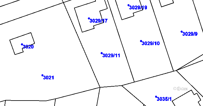 Parcela st. 3029/11 v KÚ Černošice, Katastrální mapa