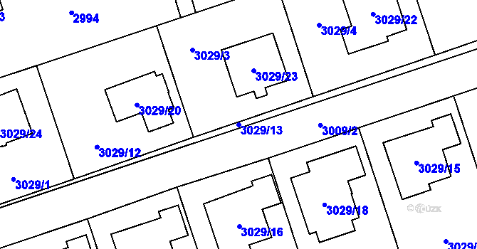 Parcela st. 3029/13 v KÚ Černošice, Katastrální mapa