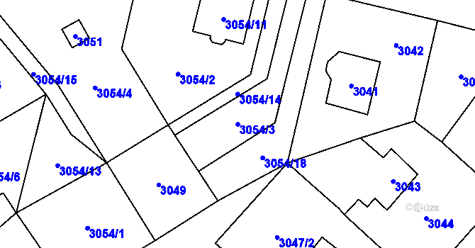 Parcela st. 3054/3 v KÚ Černošice, Katastrální mapa