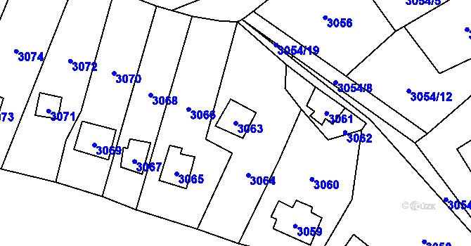 Parcela st. 3063 v KÚ Černošice, Katastrální mapa