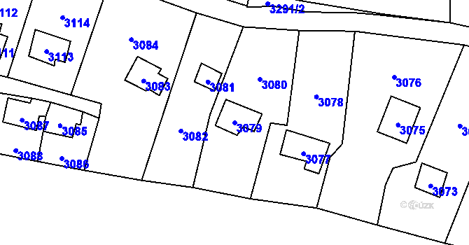 Parcela st. 3079 v KÚ Černošice, Katastrální mapa