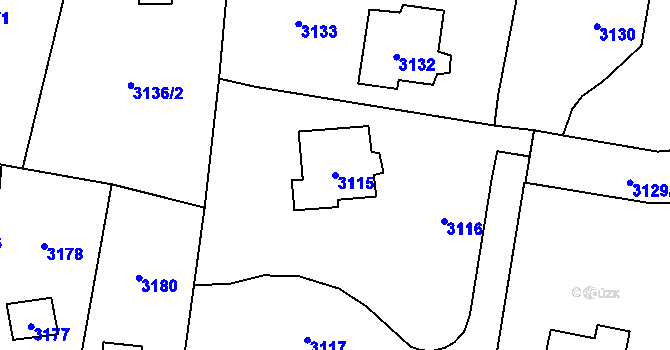 Parcela st. 3115 v KÚ Černošice, Katastrální mapa