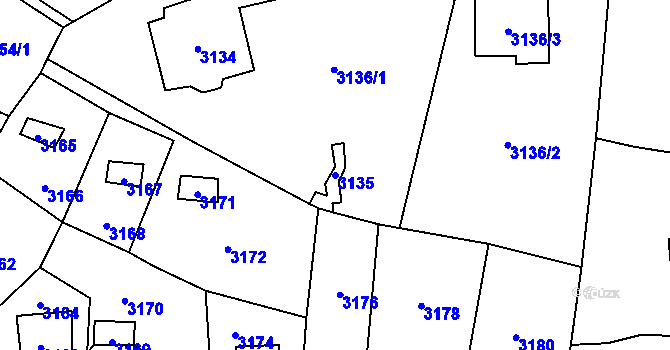 Parcela st. 3135 v KÚ Černošice, Katastrální mapa