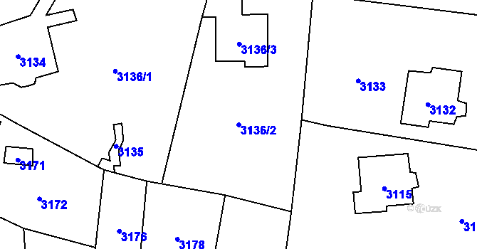 Parcela st. 3136/2 v KÚ Černošice, Katastrální mapa
